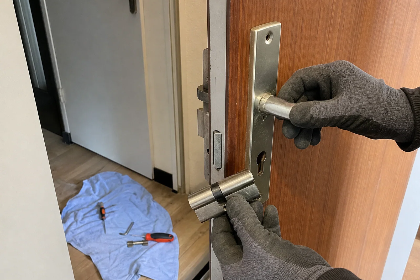 remplacement poignée et cylindre en appartement
